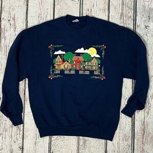 Vintage 90s Home Town Blue Jumper Pullover 1990s Sweatshirt